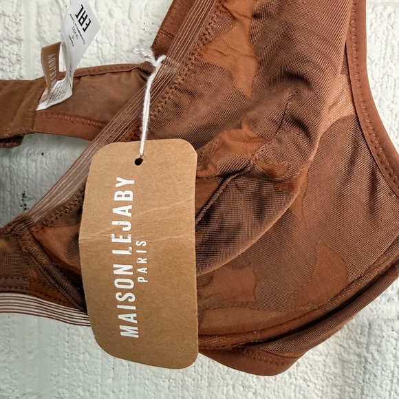 BNWT Maison Lejaby Paris Brown Ombrage M0015 - Cocoa Lace Bra 34D - Picture 4 of 10
